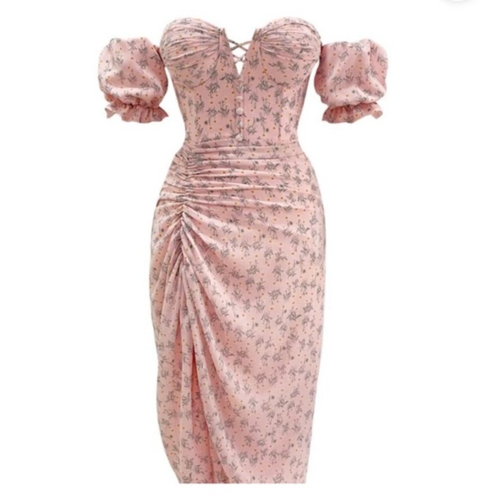 ❌❌SOLD❌❌forget me not floral corset midi dress xs